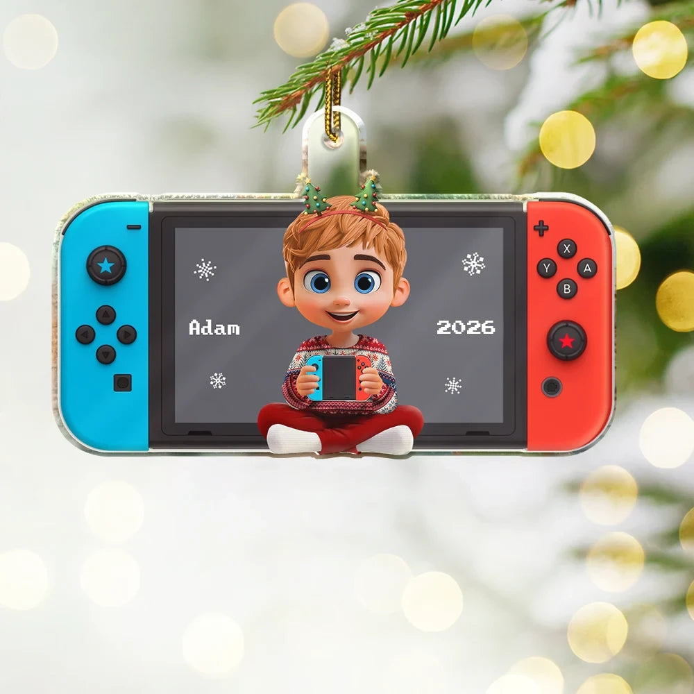 3D Effect Kids Teens Gamer - Personalized Custom Shaped Acrylic Ornament - Image 2