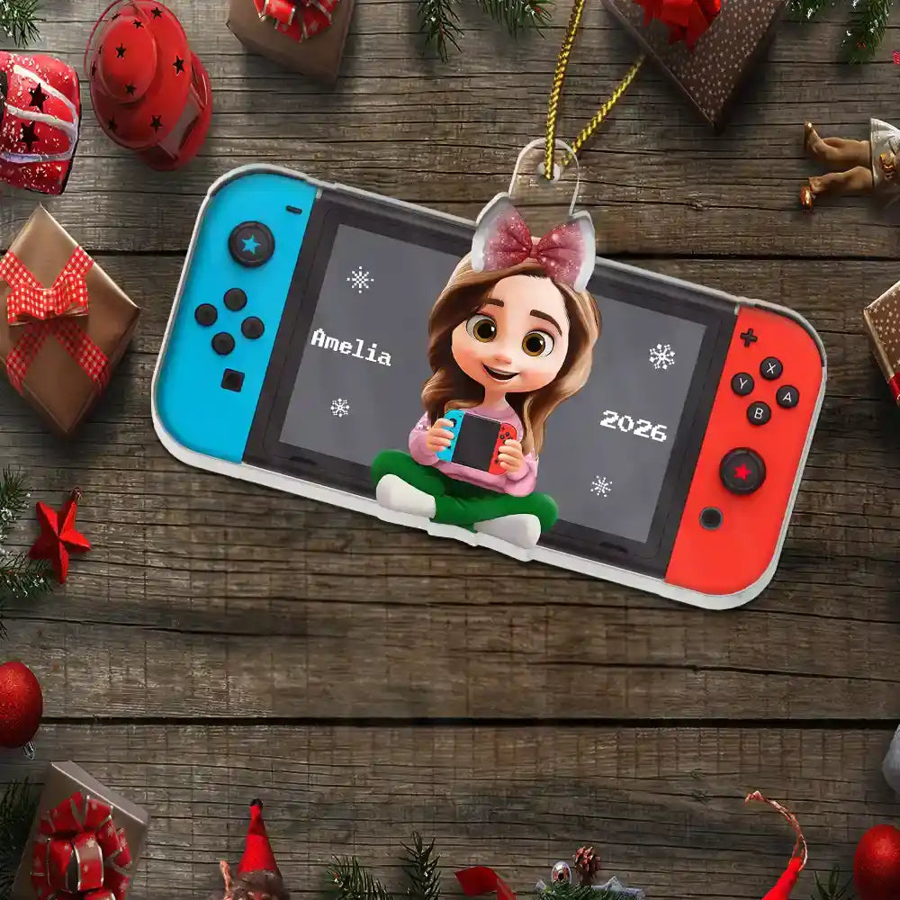 3D Effect Kids Teens Gamer - Personalized Custom Shaped Acrylic Ornament - Image 5