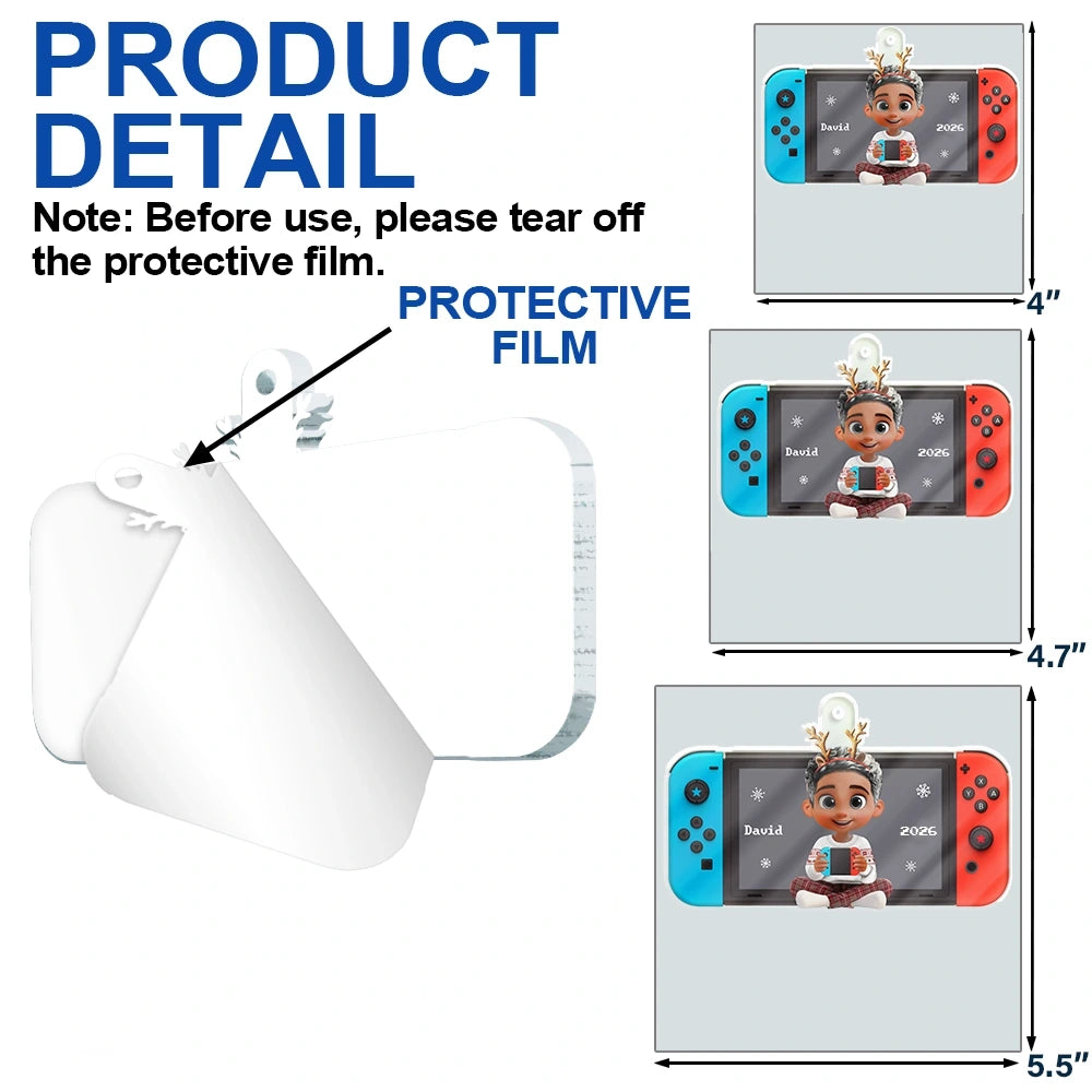 3D Effect Kids Teens Gamer - Personalized Custom Shaped Acrylic Ornament - Image 6