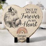 Custom Photo Pencil Sketch I Crossed The Rainbow Bridge Knowing I Was Loved – Personalized Heart Memorial Garden Stone