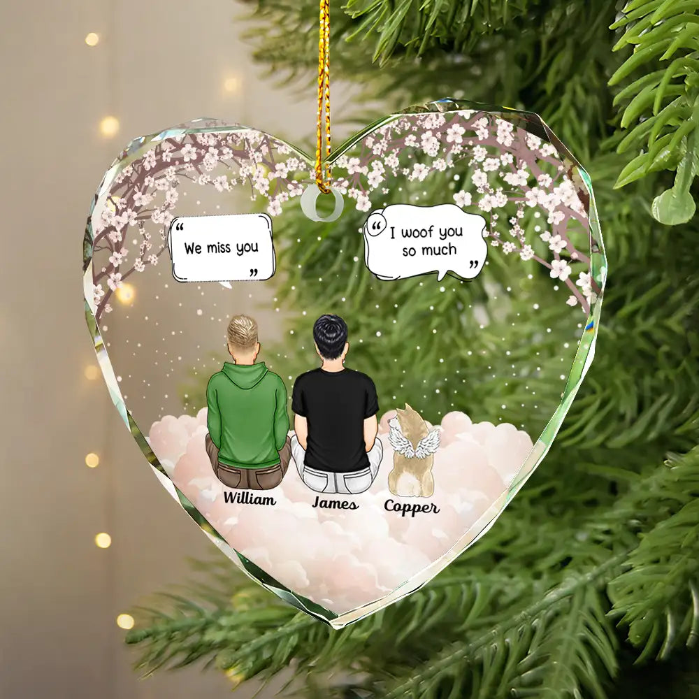 Memorial I Miss You I Know - Personalized Heart Shaped Glass Ornament - Image 2