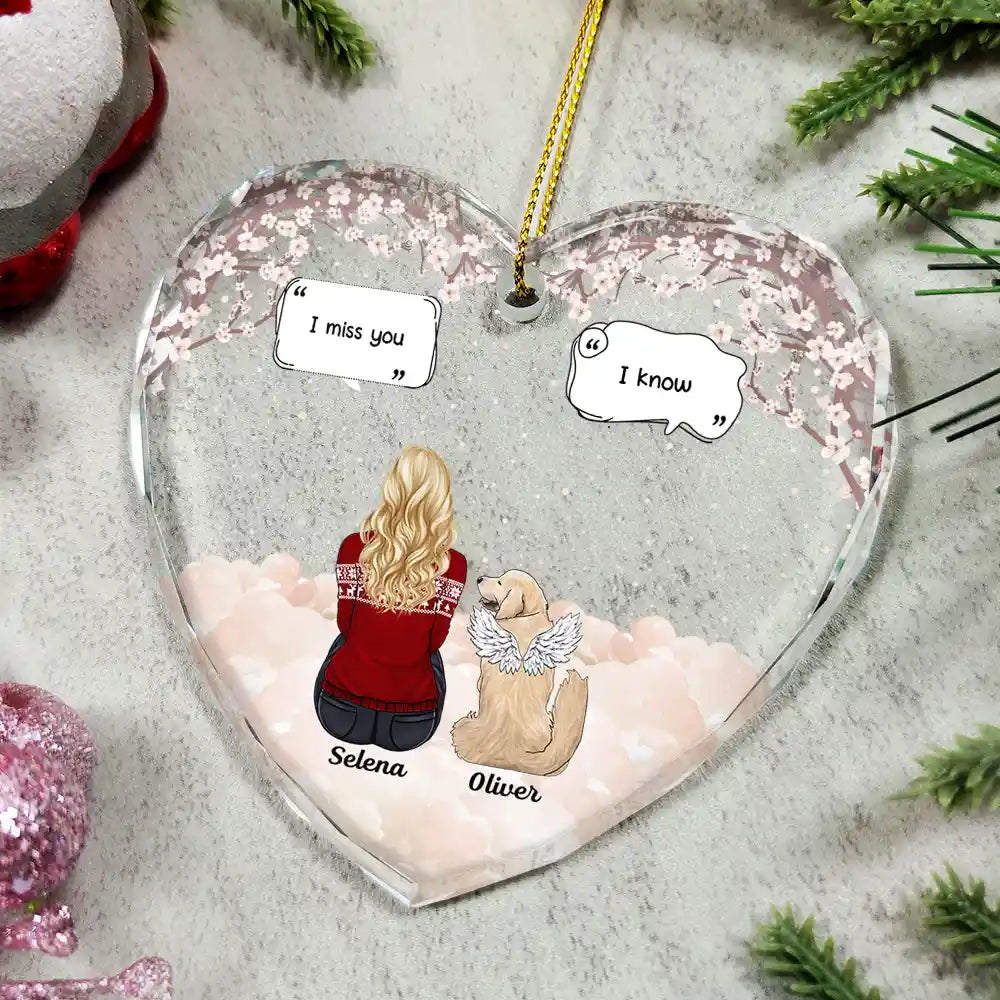 Memorial I Miss You I Know - Personalized Heart Shaped Glass Ornament - Image 4