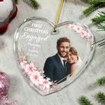 Custom Photo First Christmas Married – Personalized Glass Ornament