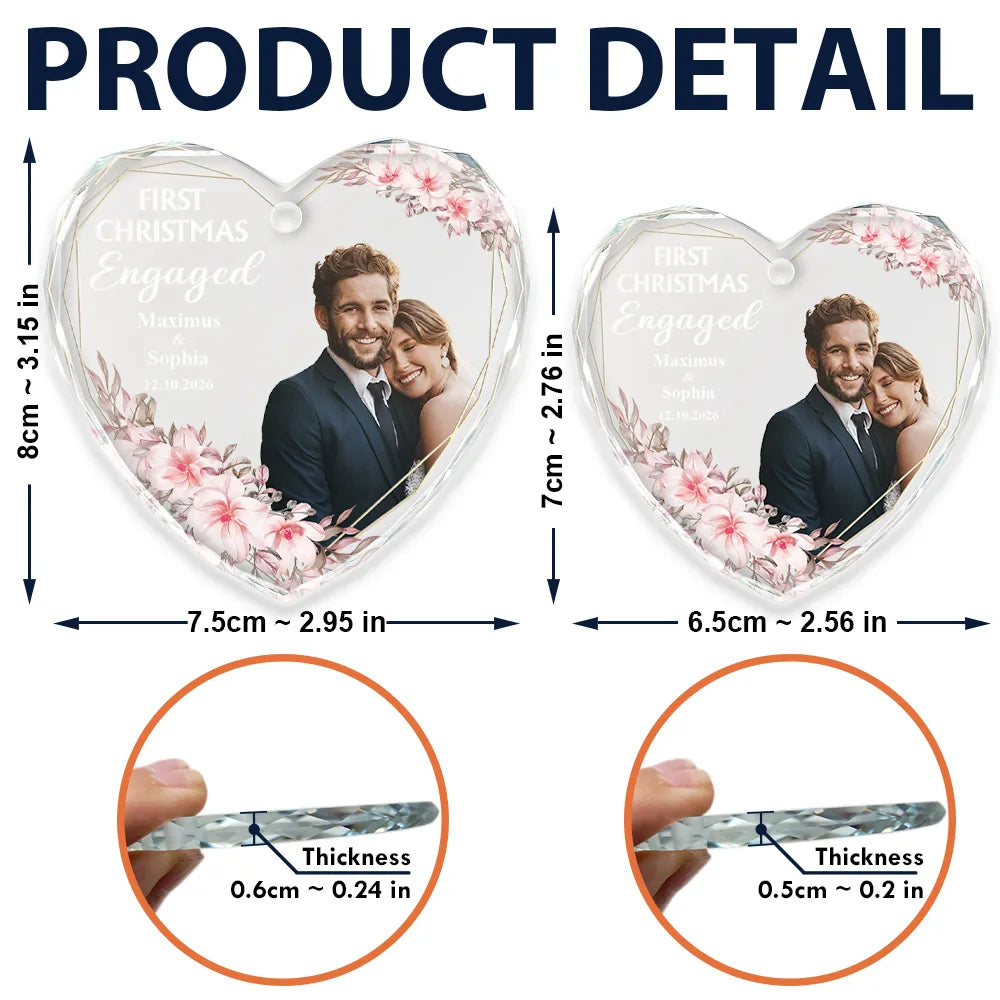 Custom Photo First Christmas Married - Personalized Glass Ornament - Image 7