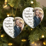 Custom Photo First Christmas Married – Personalized Heart Ceramic Ornament