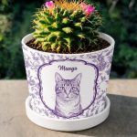 Custom Photo Pencil Sketch Dog Cat Pet Portrait Toile – Personalized Plant Pot