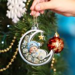 Baby Sleeping On The Moon First Christmas 3D Effect – Personalized 2-Layered Mix Ornament