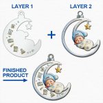 Baby Sleeping On The Moon First Christmas 3D Effect – Personalized 2-Layered Mix Ornament
