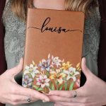 Birth Month Flower Watercolor Blooming In Love – Personalized Leather Journal