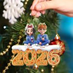 Christmas Gingerbread Family 3D Effect – Personalized Custom Shaped Acrylic Ornament