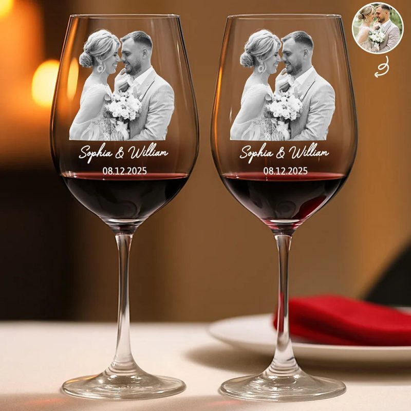 Custom Photo Couples Anniversary - Personalized Wine Glass