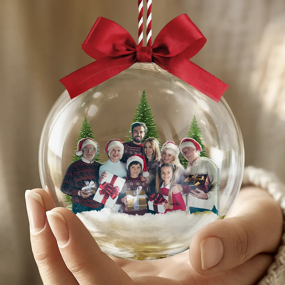Custom Photo Family Is The Greatest Gift - Personalized 3D Acrylic Ball Ornament - Image 3