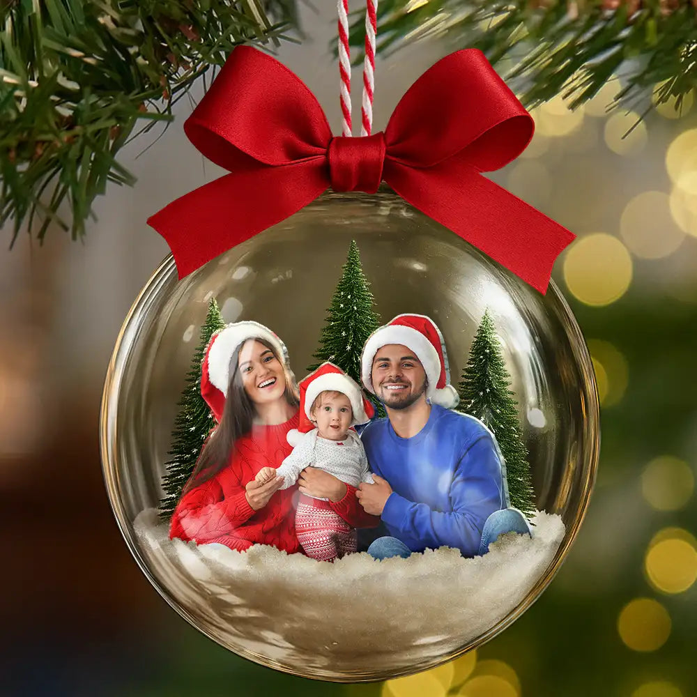 Custom Photo Family Is The Greatest Gift - Personalized 3D Acrylic Ball Ornament - Image 5