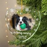 Custom Photo Forever Loved Memorial Dog Cat – Personalized Heart Shaped Glass Ornament