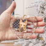 Custom Photo Forever Loved Memorial Dog Cat – Personalized Heart Shaped Glass Ornament