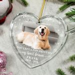 Custom Photo Forever Loved Memorial Dog Cat – Personalized Heart Shaped Glass Ornament