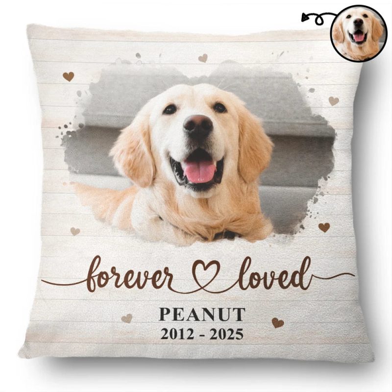 Custom Photo Forever Loved Memorial Dog Cat Family - Personalized Pillow
