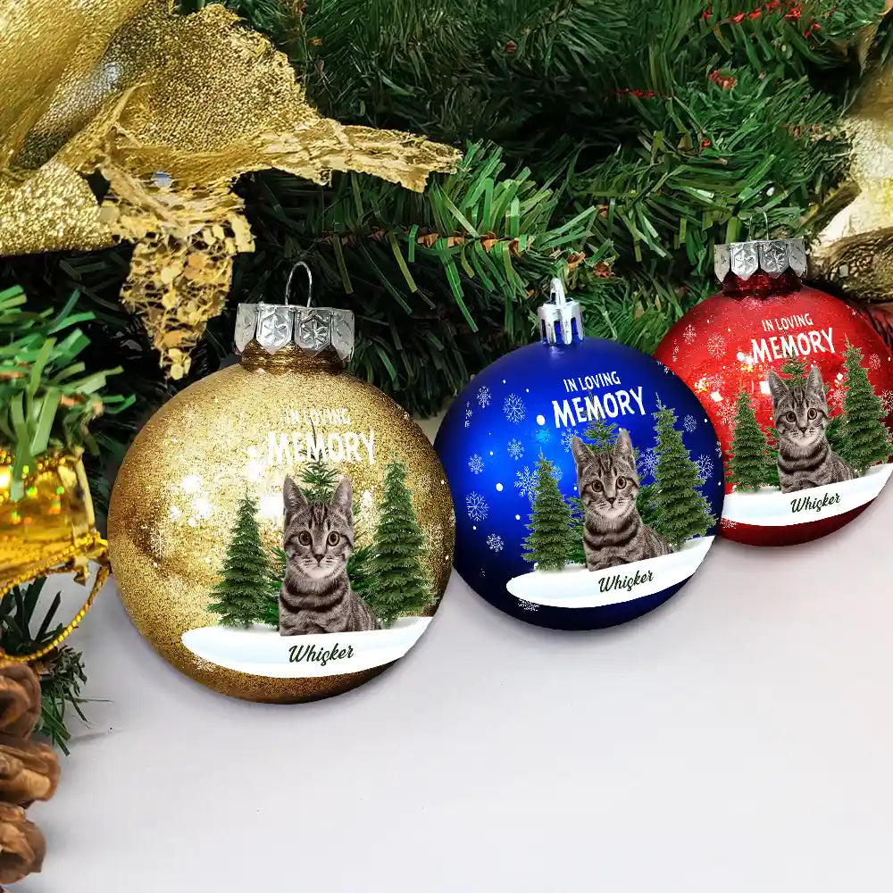 Custom Photo In Loving Memory Pet - Personalized Ball Ornament - Image 5