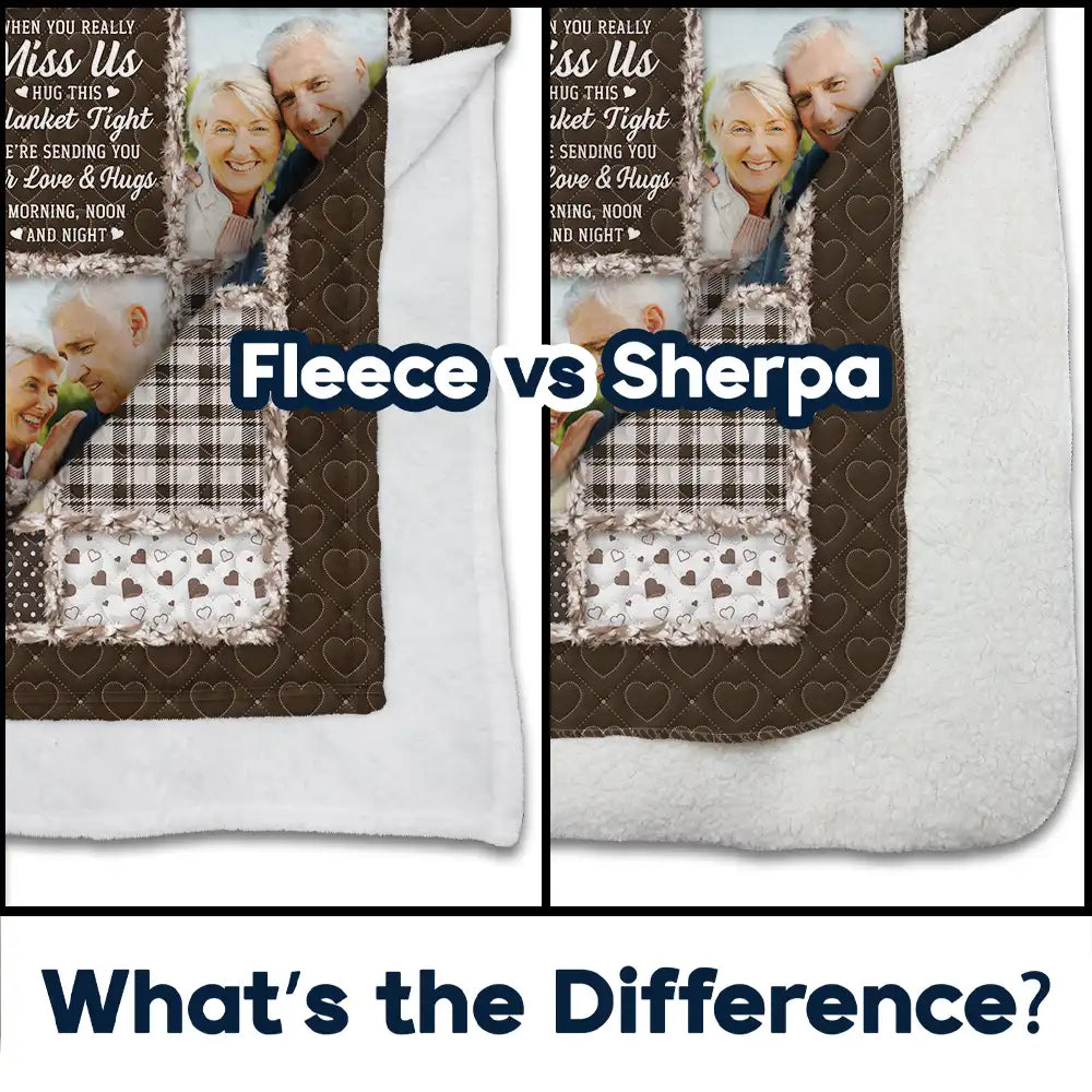 Custom Photo Memorial When You Really Miss Me Hug This Blanket - Personalized Fleece Blanket, Sherpa Blanket - Image 5