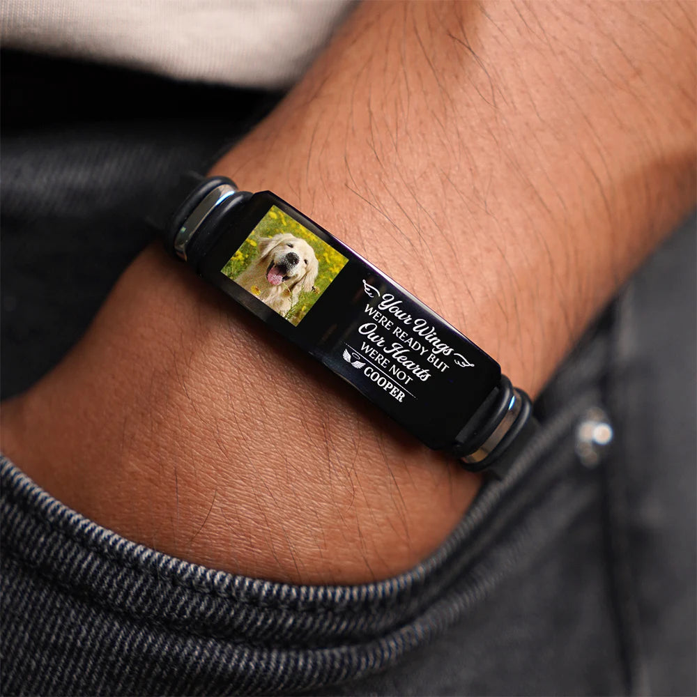 Custom Photo Memorial Your Wings Were Ready - Personalized Wristband Bracelet - Image 2