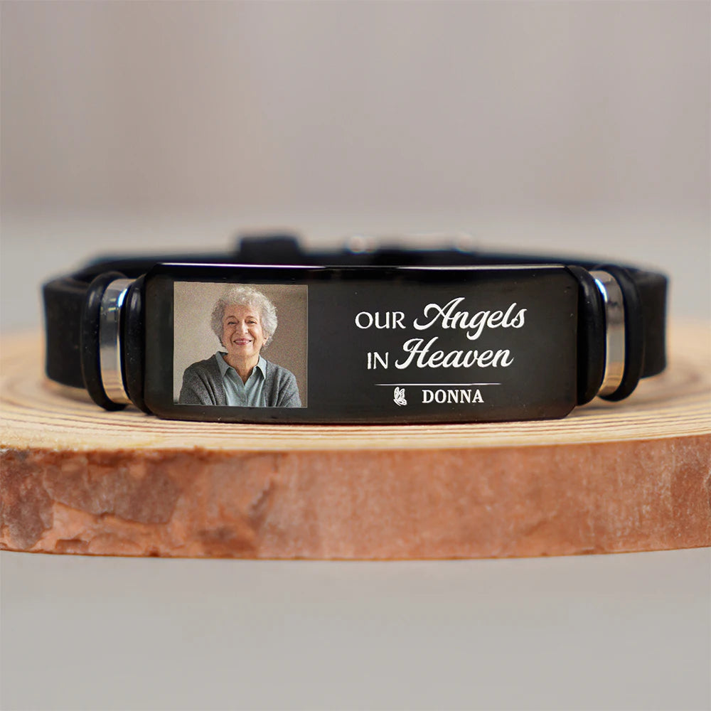 Custom Photo Memorial Your Wings Were Ready - Personalized Wristband Bracelet - Image 3