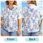 Custom Photo Pencil Drawing Toile De Jouy Pattern Family Pet – Personalized Hawaiian Shirt