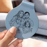 Custom Photo Pencil Sketch Best Dad Ever – Personalized Custom Shaped Leather Keychain