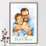 Custom Photo Realistic Watercolor Art I Love You Dad Grandpa – Personalized Poster