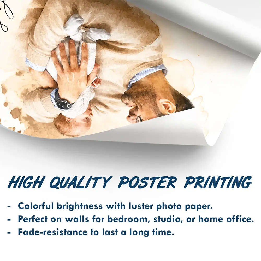 Custom Photo Realistic Watercolor Art I Love You Dad Grandpa - Personalized Poster - Image 5