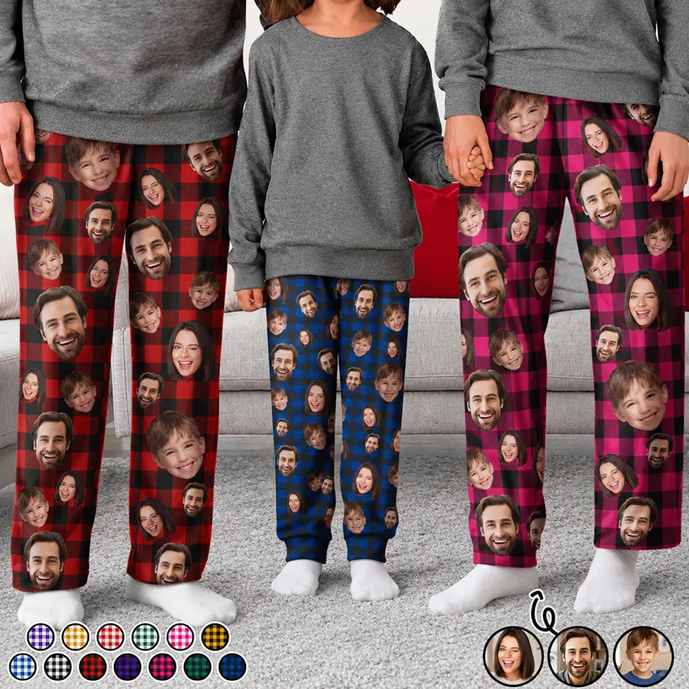 Custom Photo Funny Dog Cat Pet Human Face - Personalized Pajama Pants - Image 2