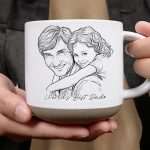 Custom Photo Pencil Sketch Best Dad Grandpa Ever Family Portrait – Personalized Pottery Mug