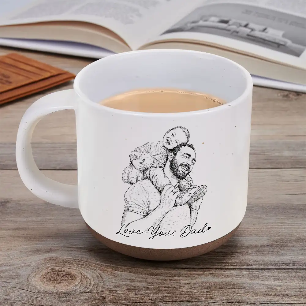 Custom Photo Pencil Sketch Best Dad Grandpa Ever Family Portrait - Personalized Pottery Mug - Image 6