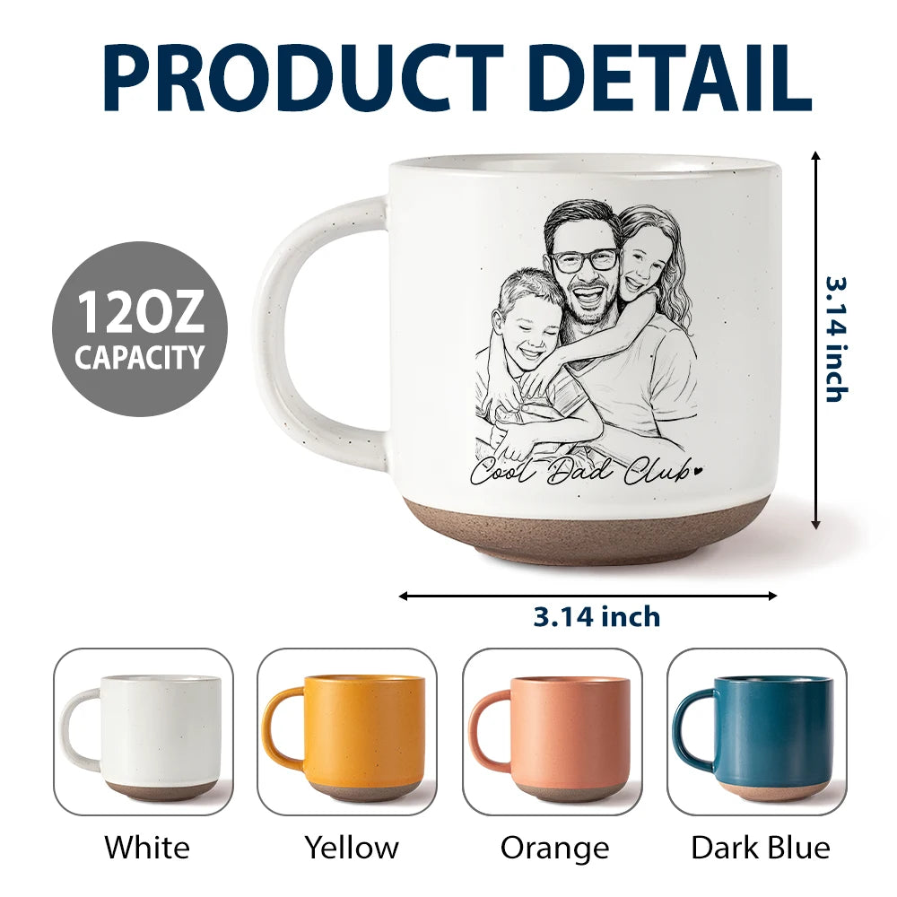Custom Photo Pencil Sketch Best Dad Grandpa Ever Family Portrait - Personalized Pottery Mug - Image 7