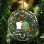 First Christmas As A Family Of Three New Parents – Personalized Circle Glass Ornament