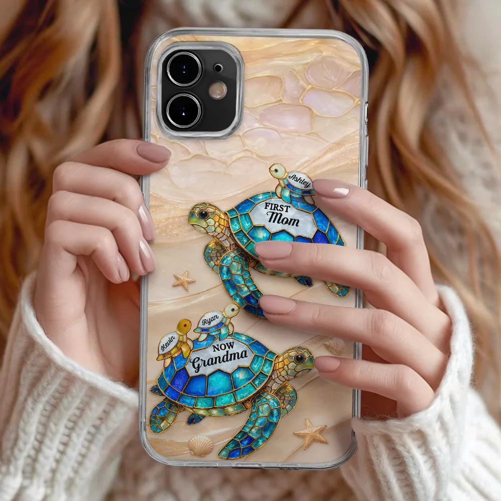 First Mom Now Grandma Turtle - Personalized Clear Phone Case - Image 2