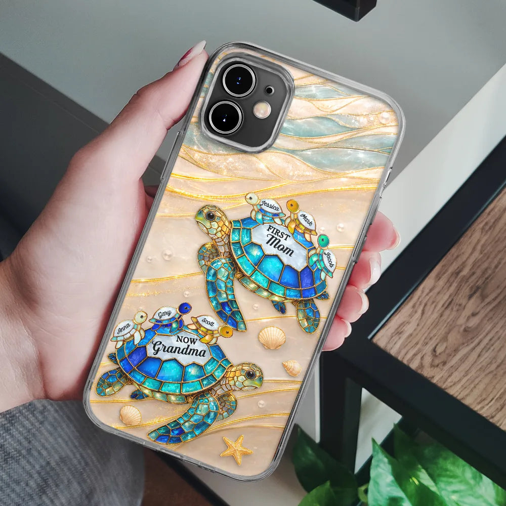 First Mom Now Grandma Turtle - Personalized Clear Phone Case - Image 6