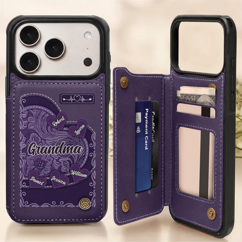 Grandma's Mom's Little Sweethearts - Personalized Leather Flip Wallet Phone Case