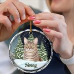 Custom Photo Pet Face – Christmas Gift For Dog Lovers, Cat Lovers, Pet Lovers, Pet Memorial – Personalized Circle Glass Ornament