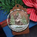 Custom Photo Pet Face – Christmas Gift For Dog Lovers, Cat Lovers, Pet Lovers, Pet Memorial – Personalized Circle Glass Ornament