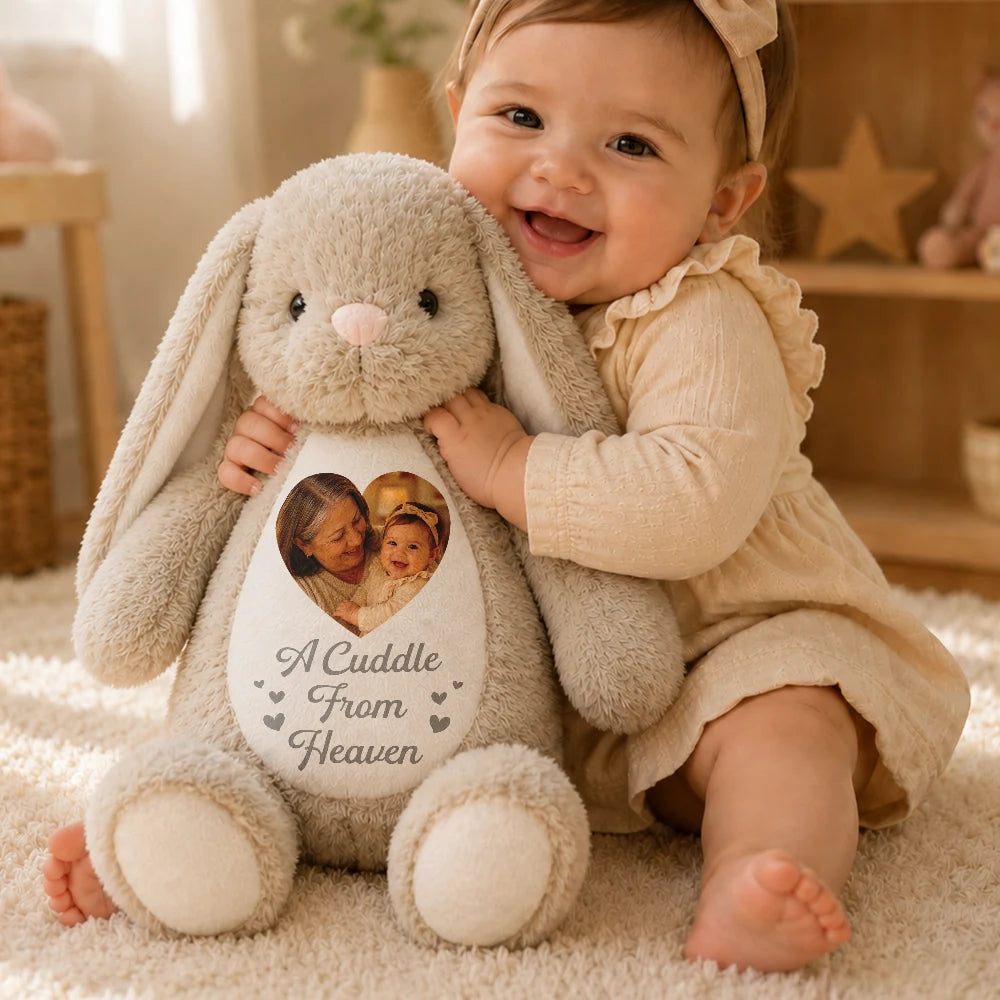 Custom Photo A Cuddle From Heaven Memorial - Personalized Soft Toy Bunny - Image 7