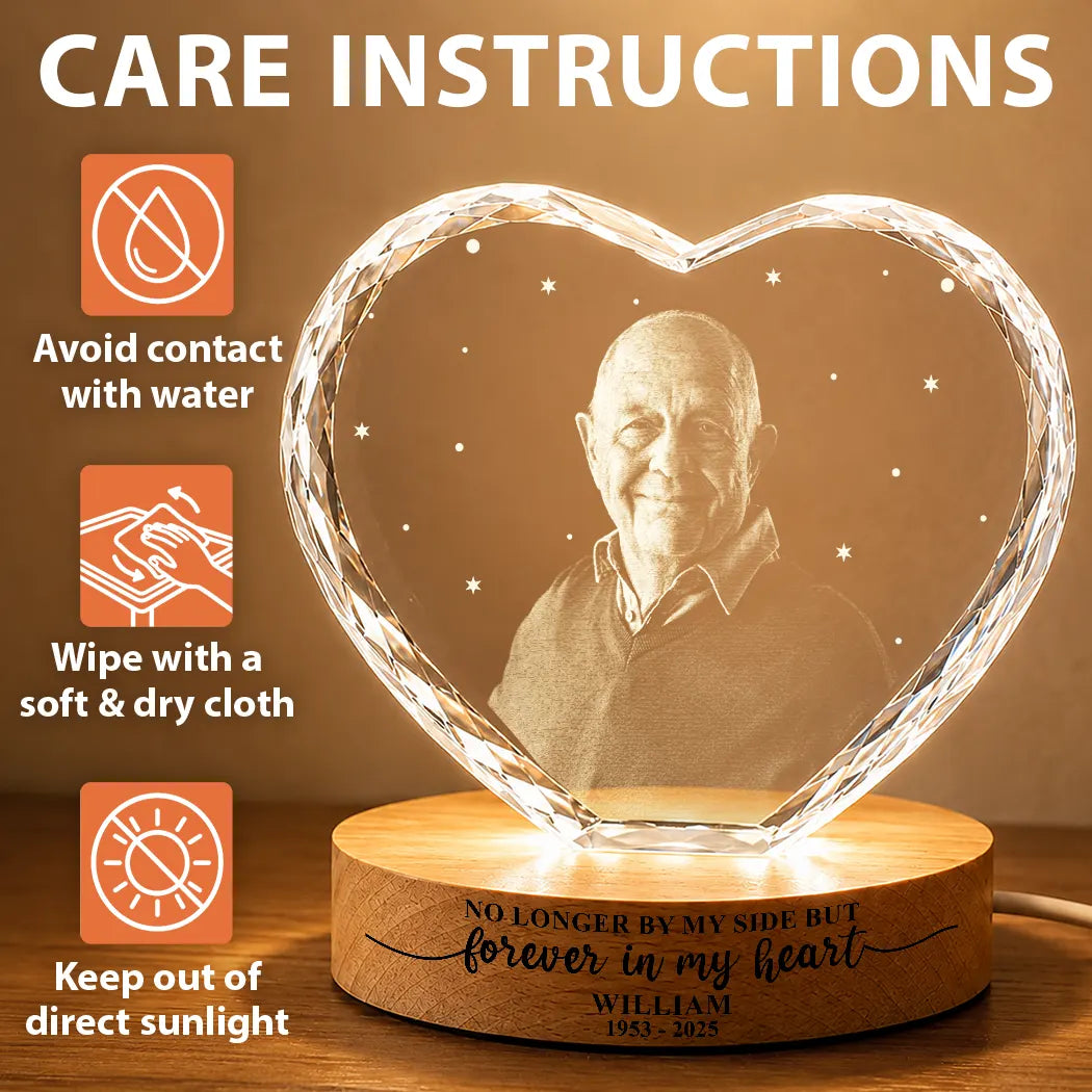 Custom Photo Forever Loved Memorial Dog Cat - Personalized Crystal Heart Shaped Lamp - Image 9