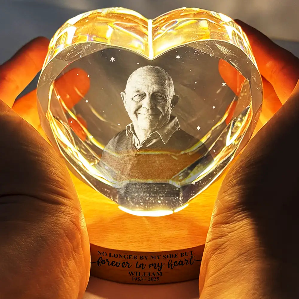 Custom Photo Forever Loved Memorial Dog Cat - Personalized Crystal Heart Shaped Lamp - Image 5