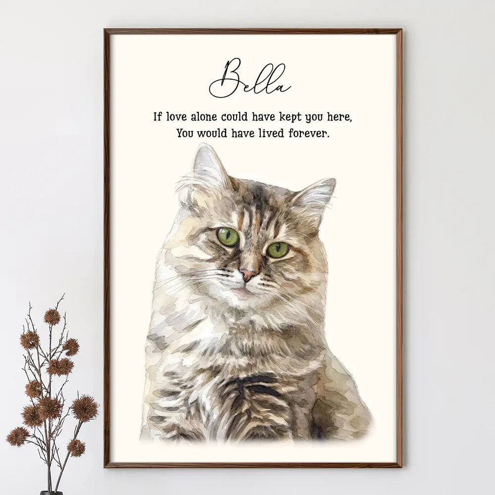Custom Photo Realistic Watercolor Art Memorial Dog Cat If Love Alone Could Have Kept You Here - Personalized Poster - Image 2