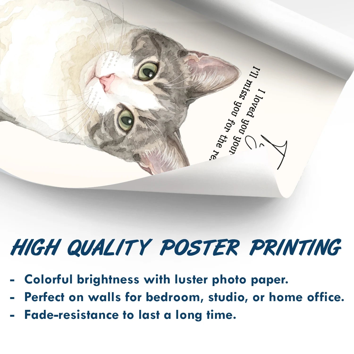Custom Photo Realistic Watercolor Art Memorial Dog Cat If Love Alone Could Have Kept You Here - Personalized Poster - Image 4