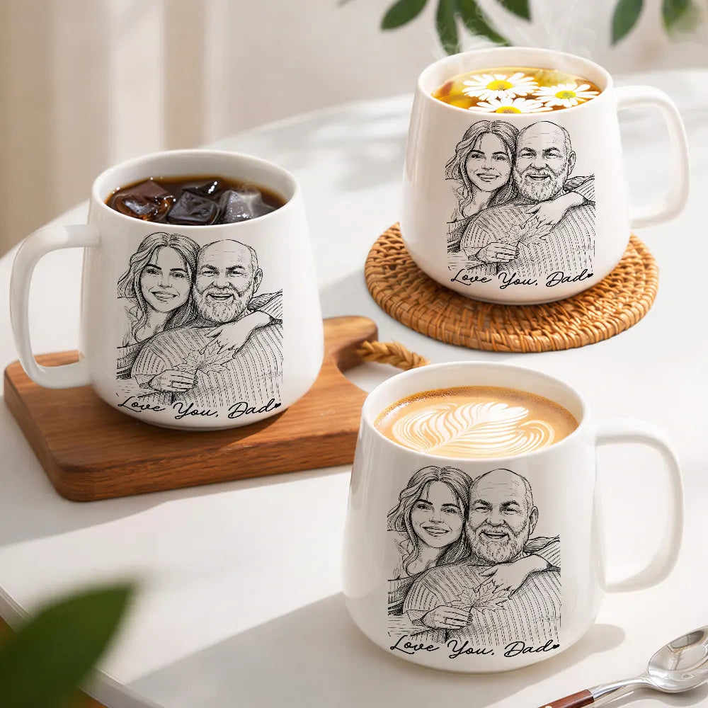 Custom Photo Pencil Sketch Best Dad Ever Dad Family Gift - Personalized Tapered Mug - Image 4