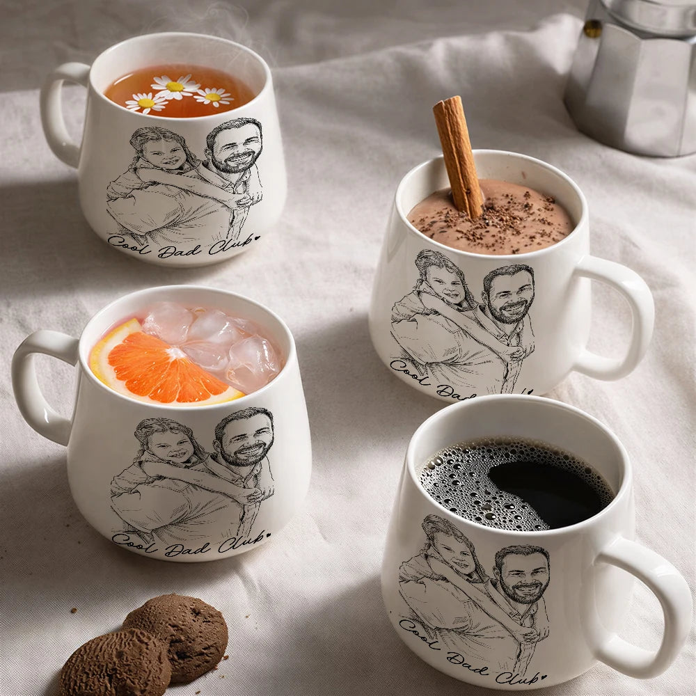 Custom Photo Pencil Sketch Best Dad Ever Dad Family Gift - Personalized Tapered Mug - Image 5