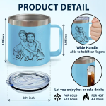 Custom Photo Bold Sketch Best Dad Grandpa Ever Family Portrait – Personalized 14oz Stainless Steel Tumbler With Handle