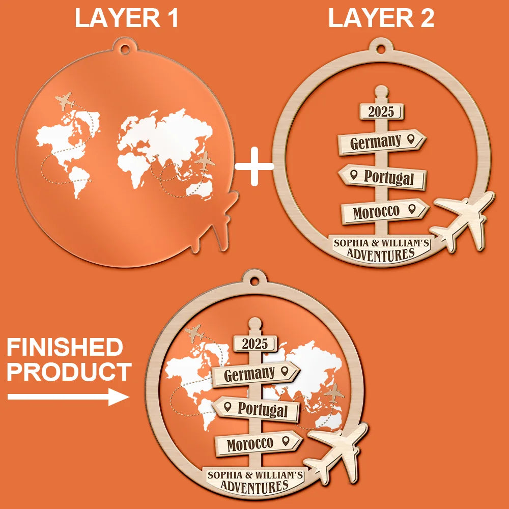 Travel Couple Goal, Destination Of All Year - Personalized 2-Layered Mix Ornament - Image 6