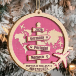 Travel Couple Goal, Destination Of All Year – Personalized 2-Layered Wooden Ornament