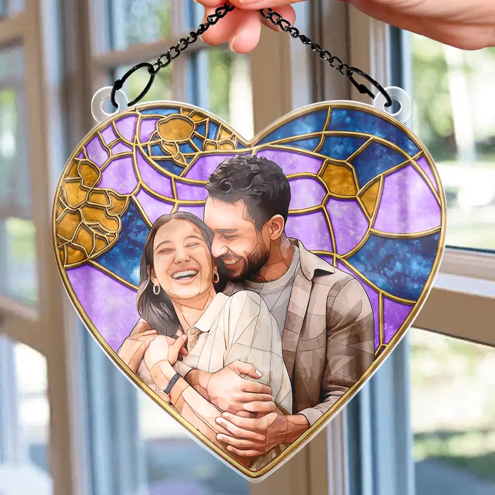 Custom Photo Stained Glass Portrait Mom Grandma Parents Family - Personalized Window Hanging Suncatcher Ornament - Image 2